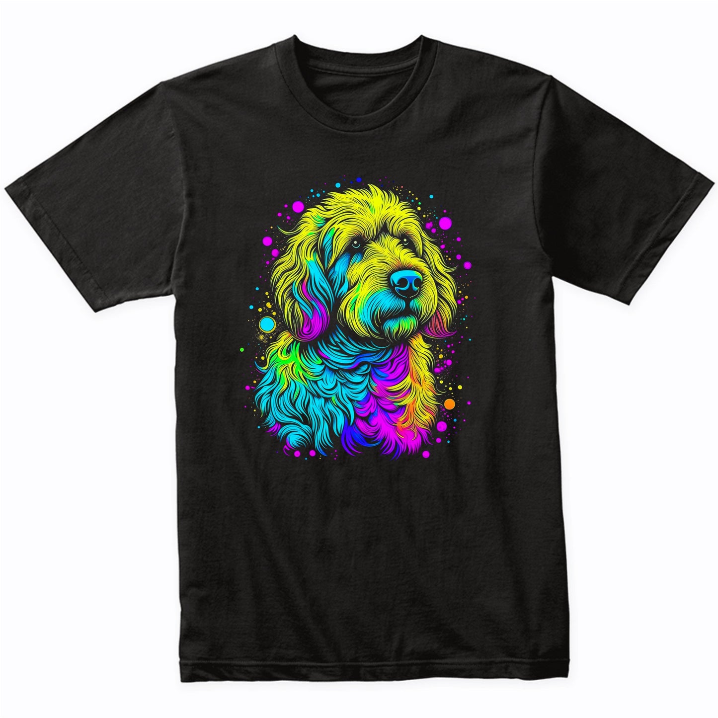 Colorful Bright Goldendoodle Vibrant Psychedelic Dog Art T-Shirt