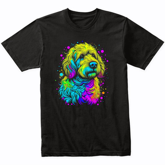 Colorful Bright Goldendoodle Vibrant Psychedelic Dog Art T-Shirt