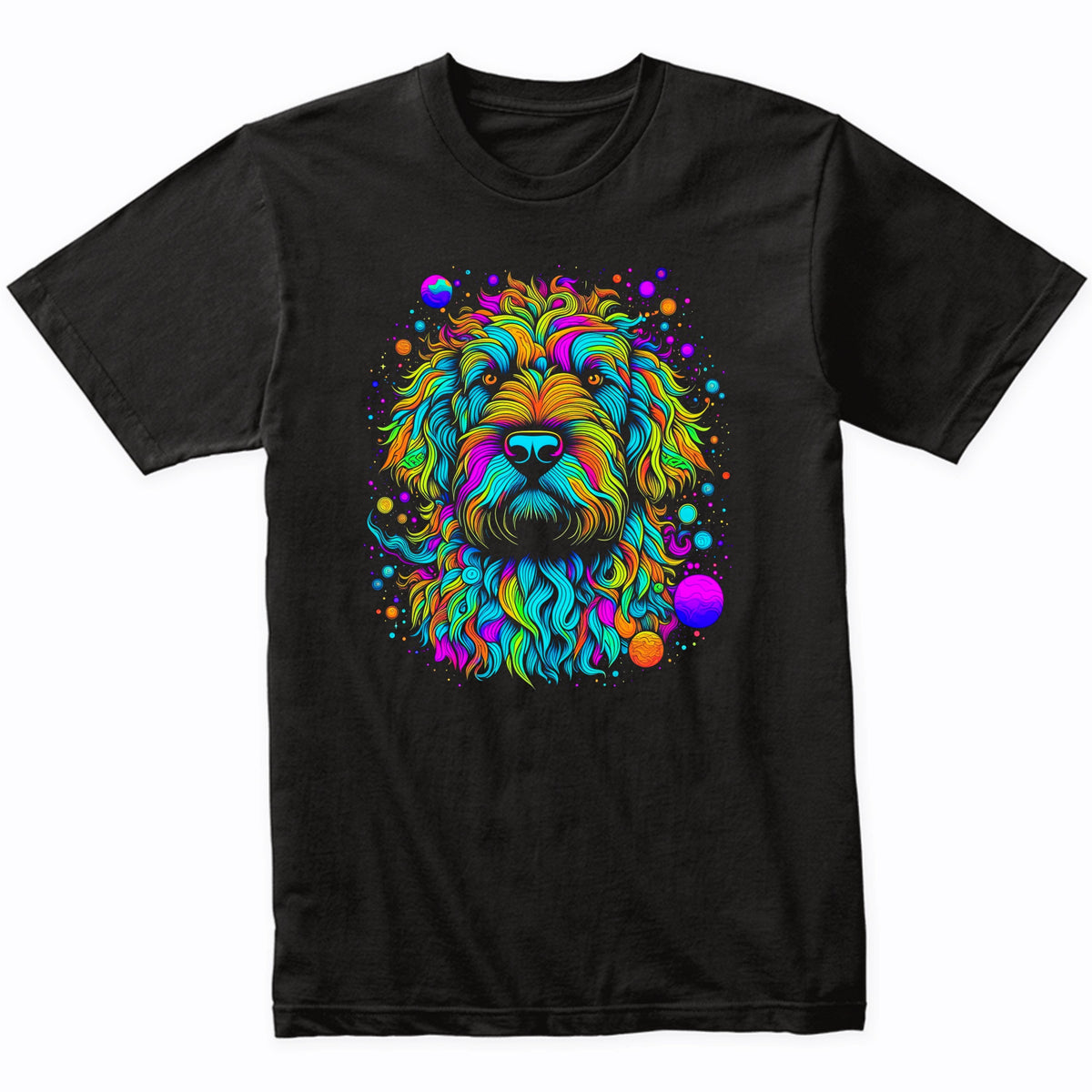 Colorful Bright Labradoodle Vibrant Psychedelic Dog Art T-Shirt