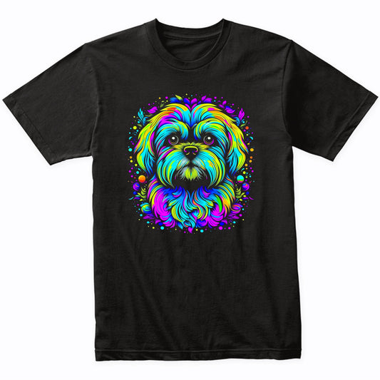 Colorful Bright Maltese Vibrant Psychedelic Dog Art T-Shirt