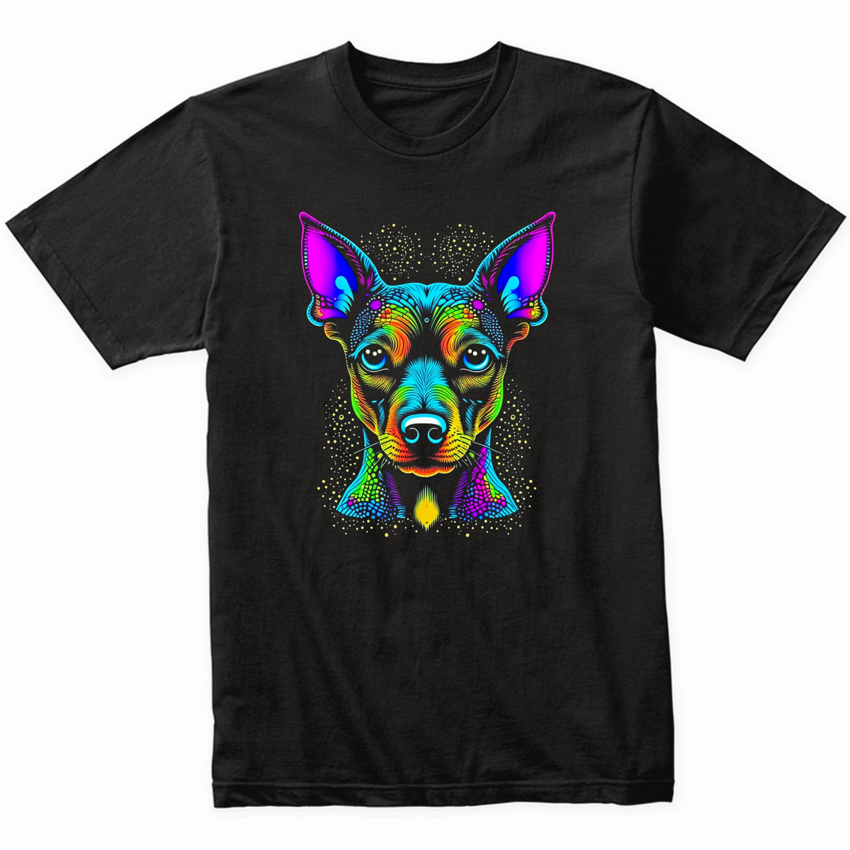 Colorful Bright Miniature Pinscher Vibrant Psychedelic Art T-Shirt