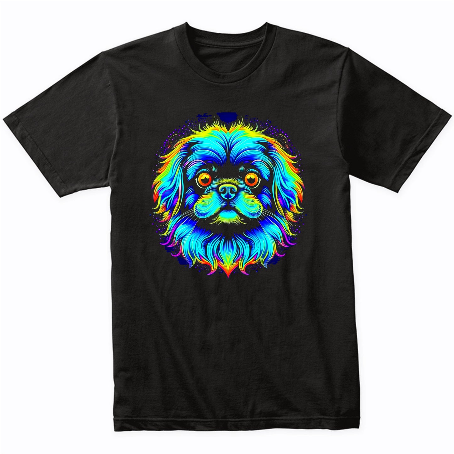 Colorful Bright Pekingese Vibrant Psychedelic Dog Art T-Shirt