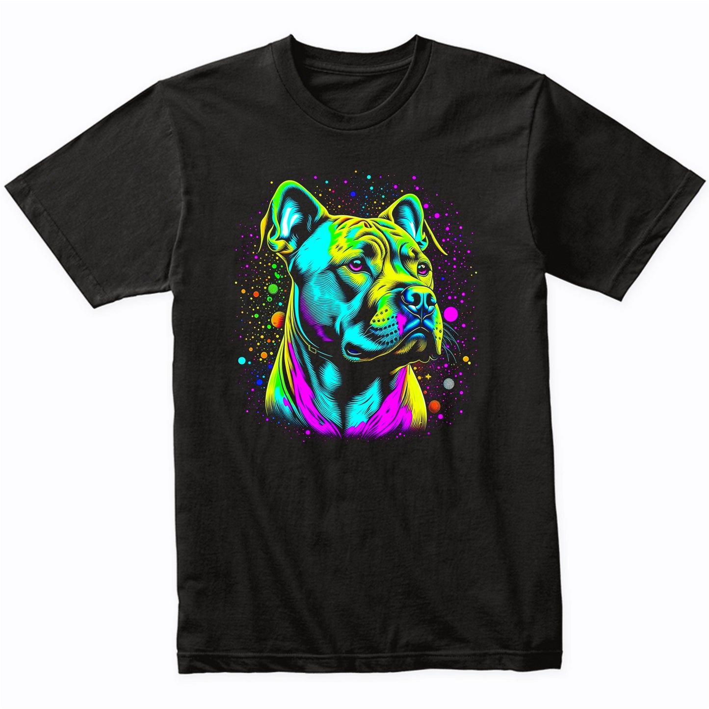 Colorful Bright Pit Bull Terrier Vibrant Psychedelic Dog Art T-Shirt