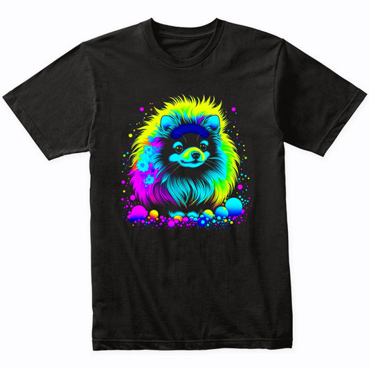 Colorful Bright Pomeranian Vibrant Psychedelic Dog Art T-Shirt