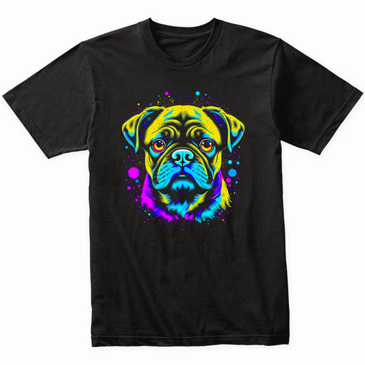 Colorful Bright Pug Vibrant Psychedelic Dog Art T-Shirt