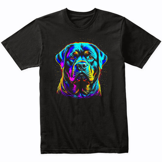 Colorful Bright Rottweiler Vibrant Psychedelic Dog Art T-Shirt