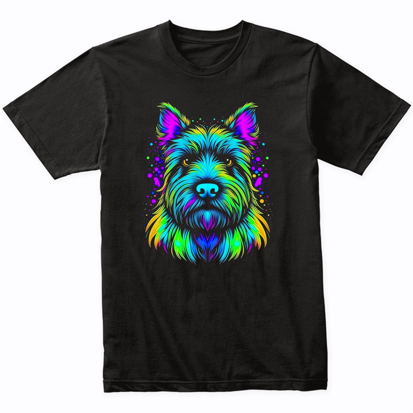 Colorful Bright Scottish Terrier Vibrant Psychedelic Dog Art T-Shirt