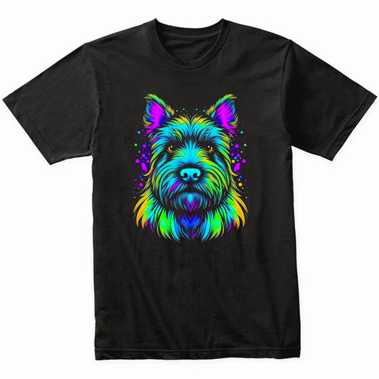 Colorful Bright Scottish Terrier Vibrant Psychedelic Dog Art T-Shirt