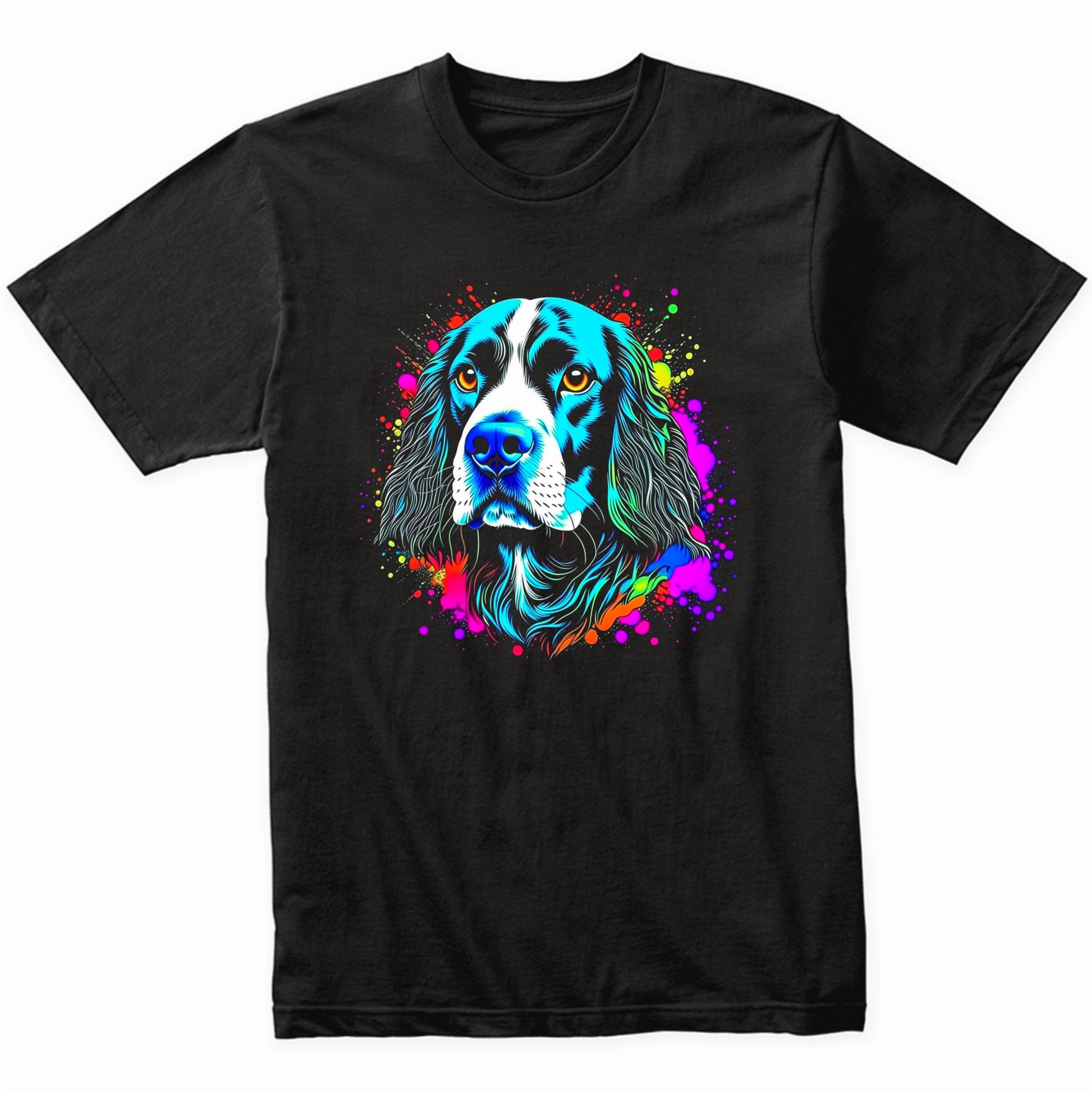 Colorful Bright Springer Spaniel Vibrant Psychedelic Dog Art T-Shirt