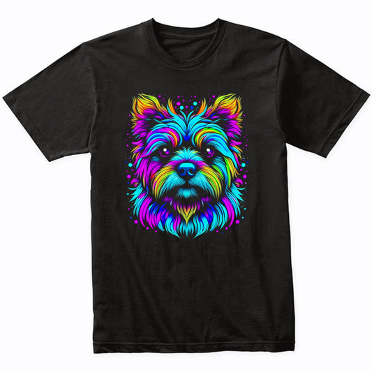 Colorful Bright Yorkshire Terrier Vibrant Psychedelic Art T-Shirt