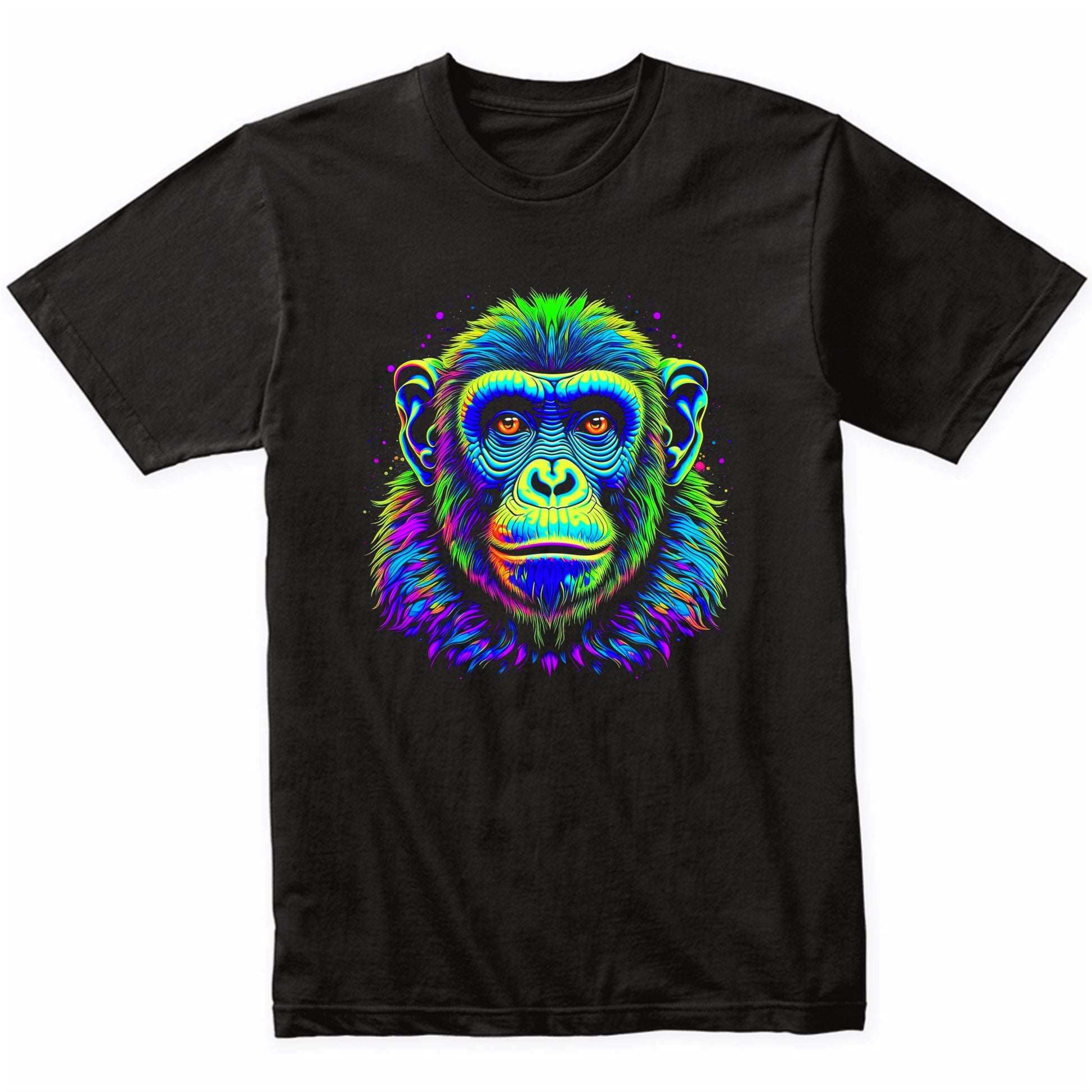 Chimpanzee Vibrant Psychedelic Monkey Chimp Animal Art T-Shirt