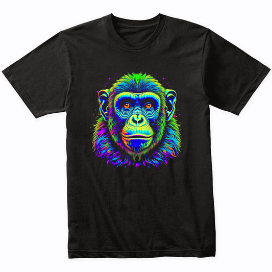 Chimpanzee Vibrant Psychedelic Monkey Chimp Animal Art T-Shirt