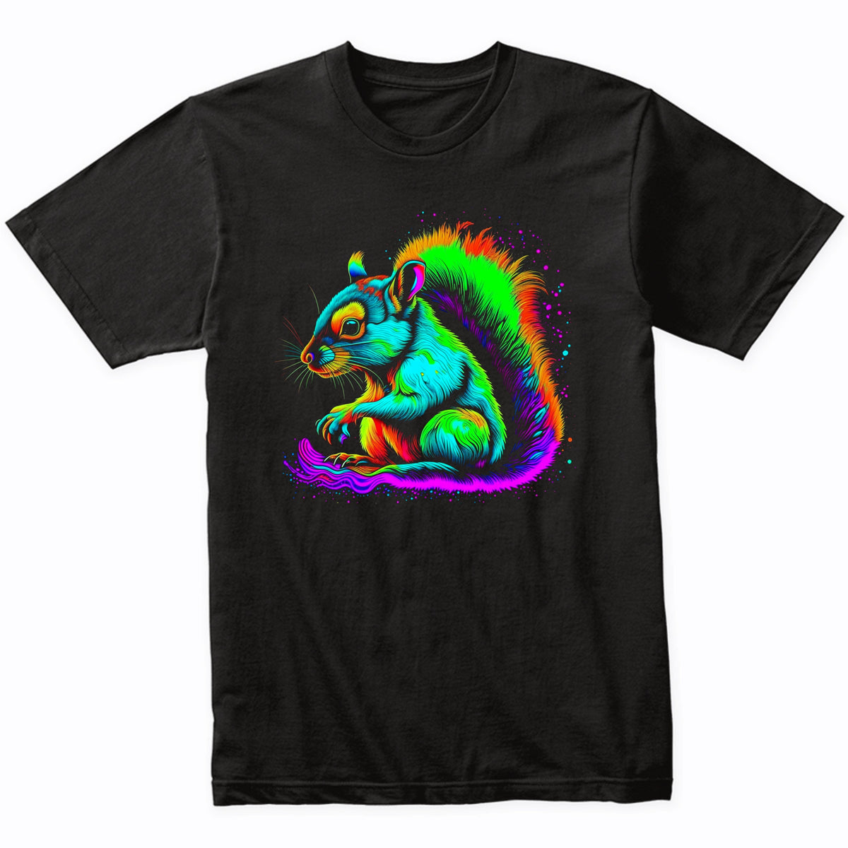 Colorful Bright Squirrel Vibrant Psychedelic Animal Art T-Shirt