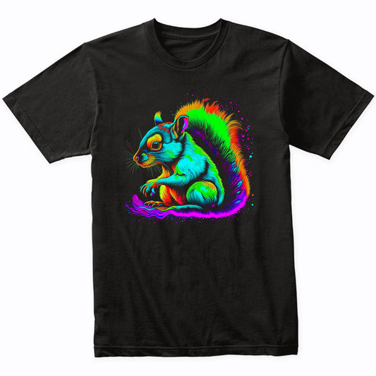 Colorful Bright Squirrel Vibrant Psychedelic Animal Art T-Shirt