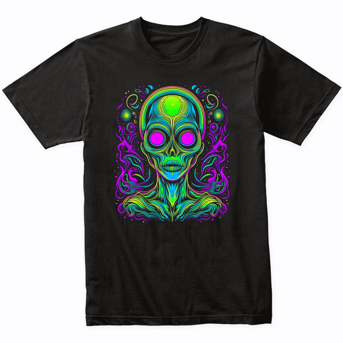 Colorful Bright Space Alien Vibrant Psychedelic Martian Art T-Shirt