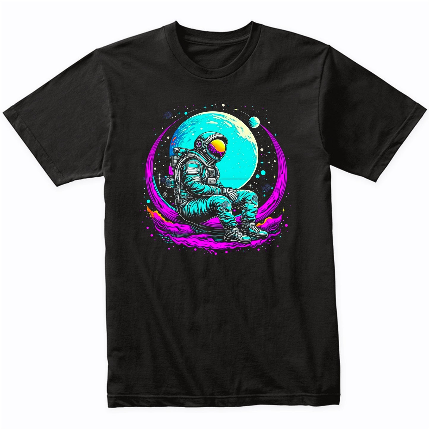 Colorful Bright Astronaut Vibrant Psychedelic Spaceman Art T-Shirt