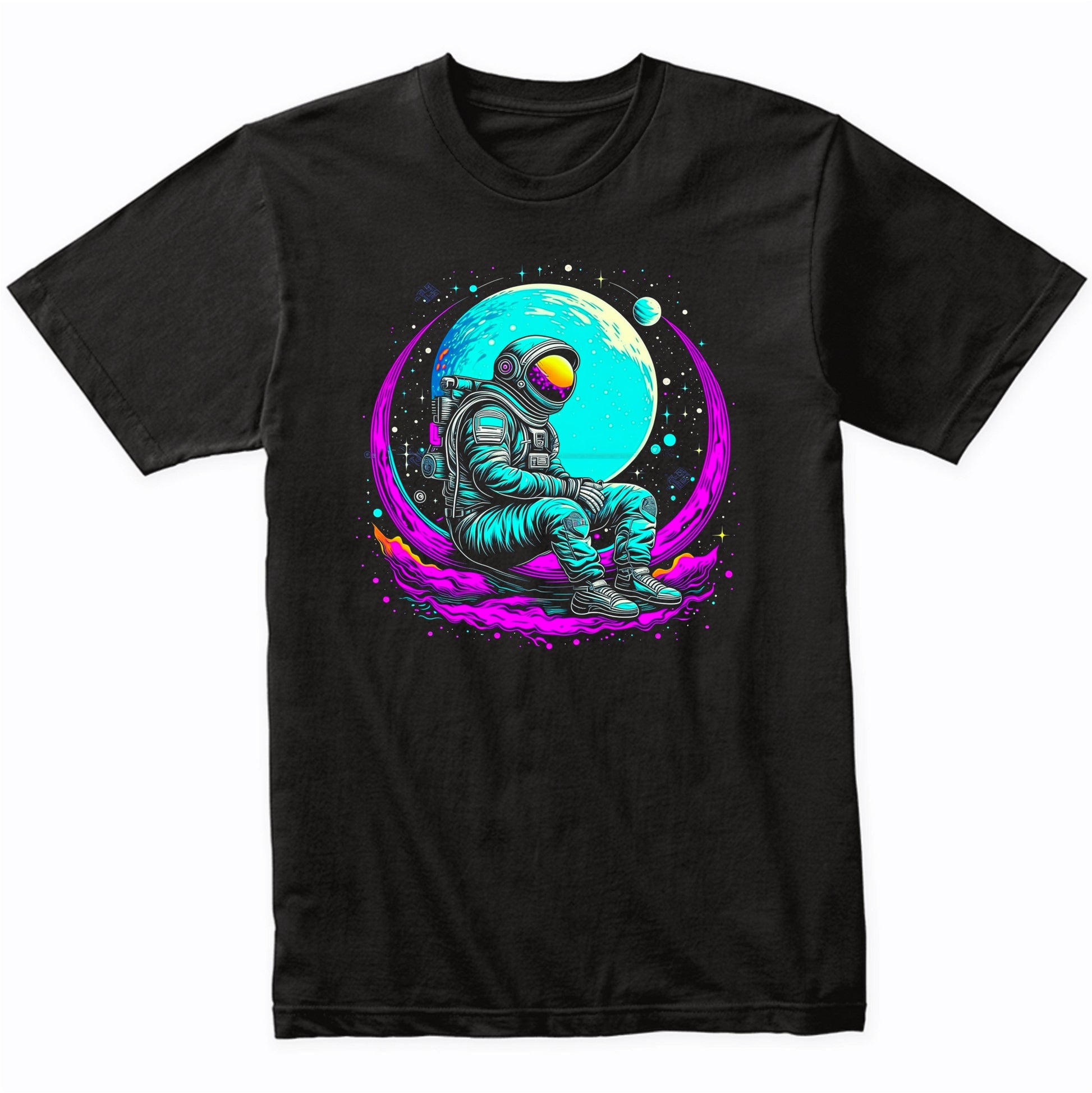 Colorful Bright Astronaut Vibrant Psychedelic Spaceman Art T-Shirt