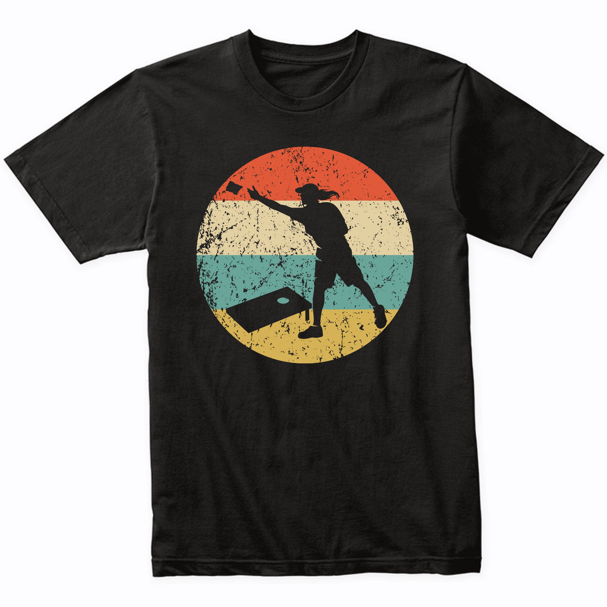 Retro Cornhole Toss Female Athlete Girls Sports T-Shirt