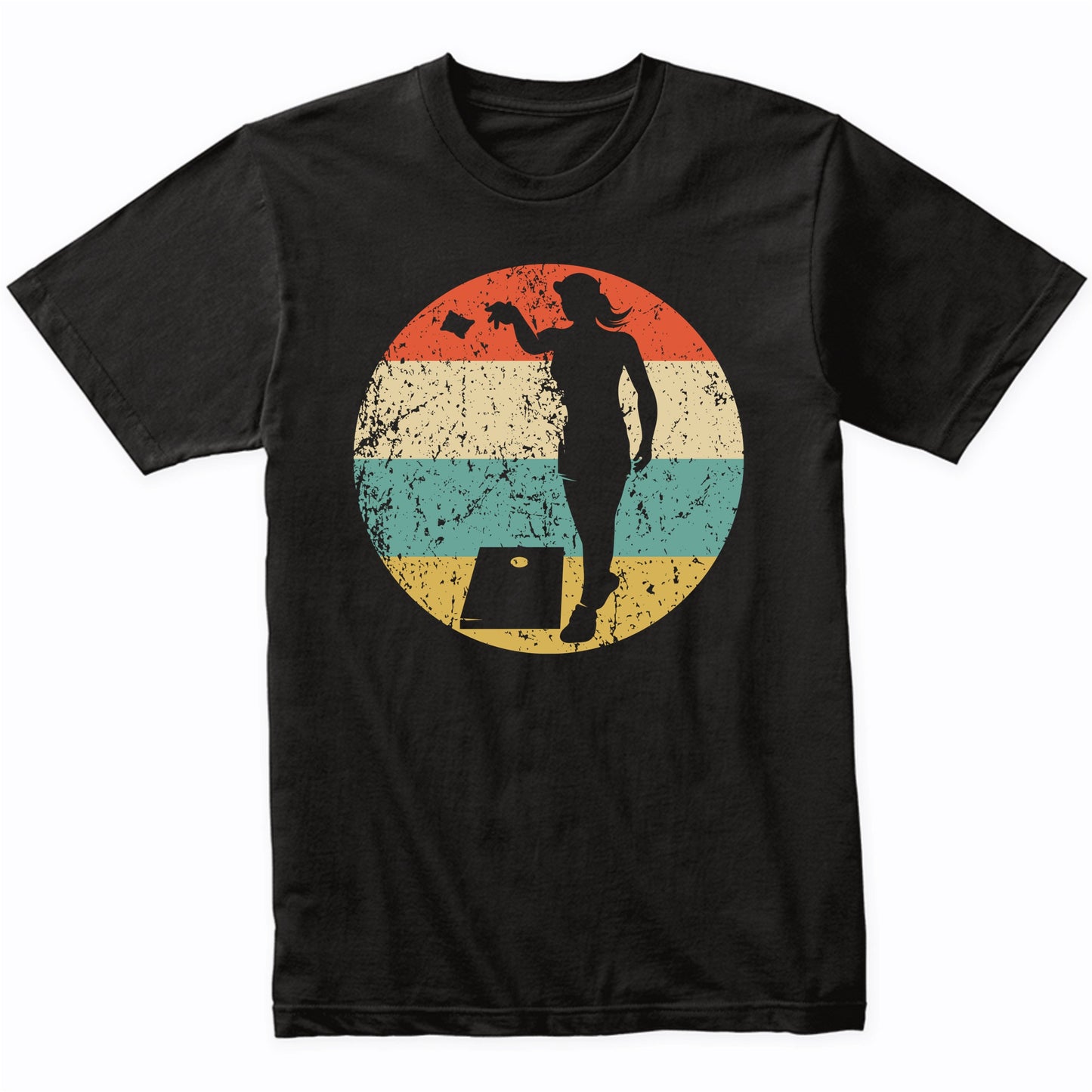 Retro Cornhole Toss Female Athlete Girls Sports T-Shirt