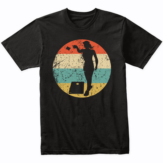 Retro Cornhole Toss Female Athlete Girls Sports T-Shirt