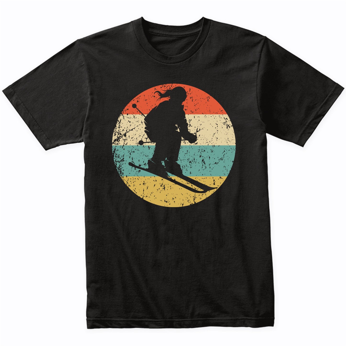 Retro Skier Female Athlete Skiing Girls Sports T-Shirt