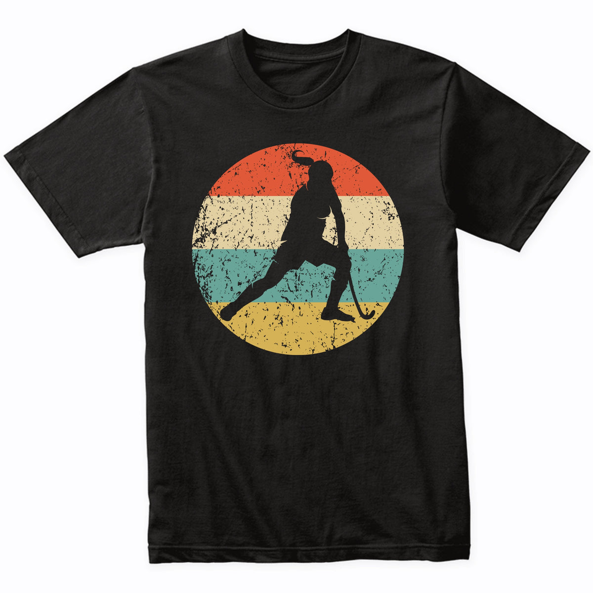 Retro Field Hockey Player Female Athlete Girls Sports T-Shirt