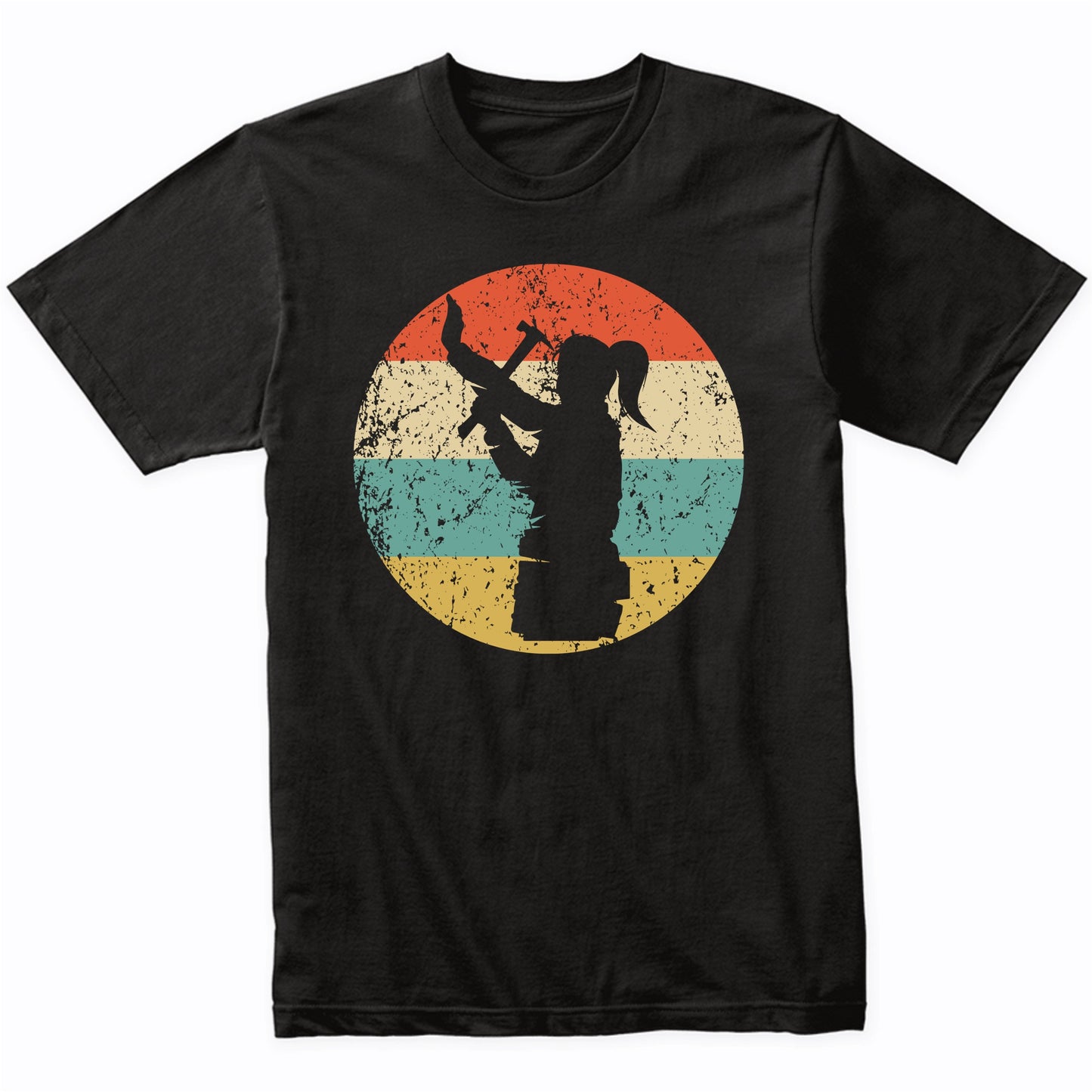 Retro Female Carpenter Hammering Vintage Style Carpentry T-Shirt