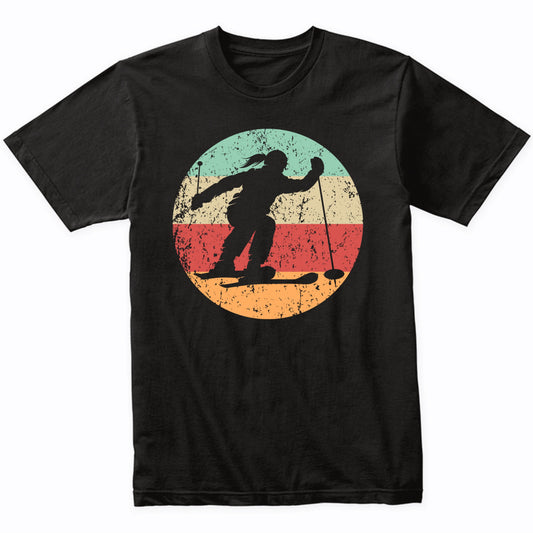 Retro Skier Female Athlete Skiing Girls Sports T-Shirt