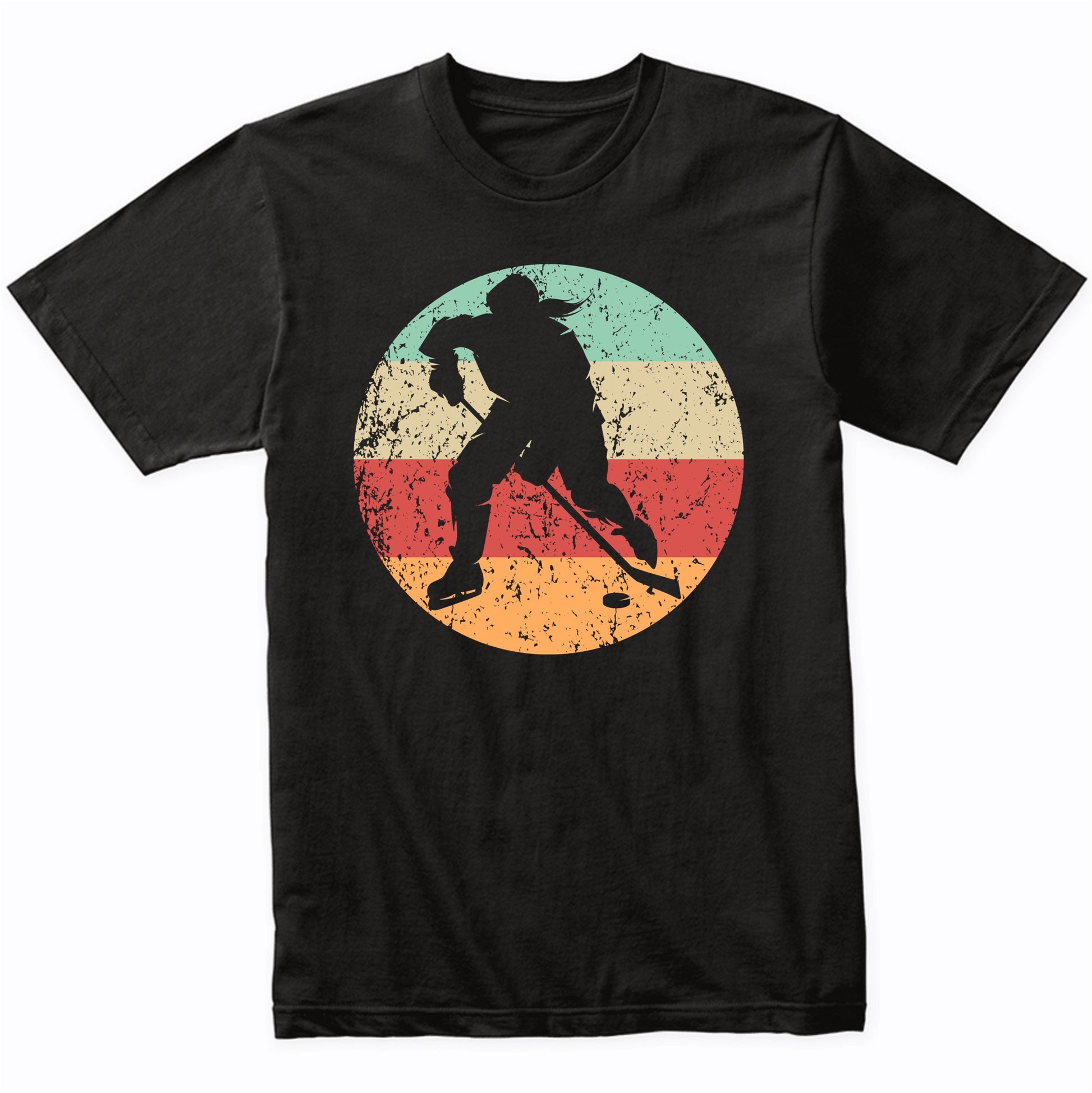 Retro Hockey Player Female Athlete Girls Sports T-Shirt