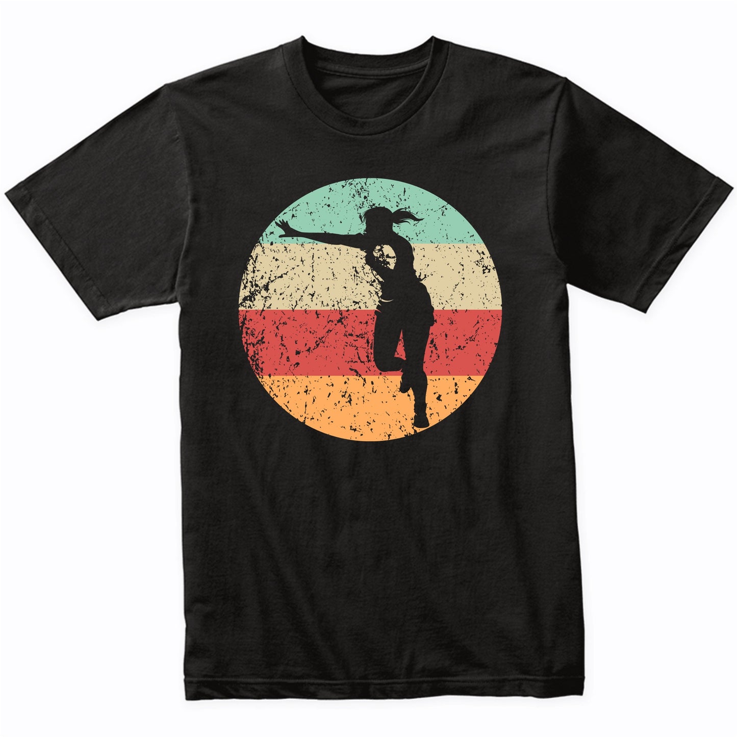 Retro Rugby Player Stiff Arm Female Athlete Girls Sports T-Shirt