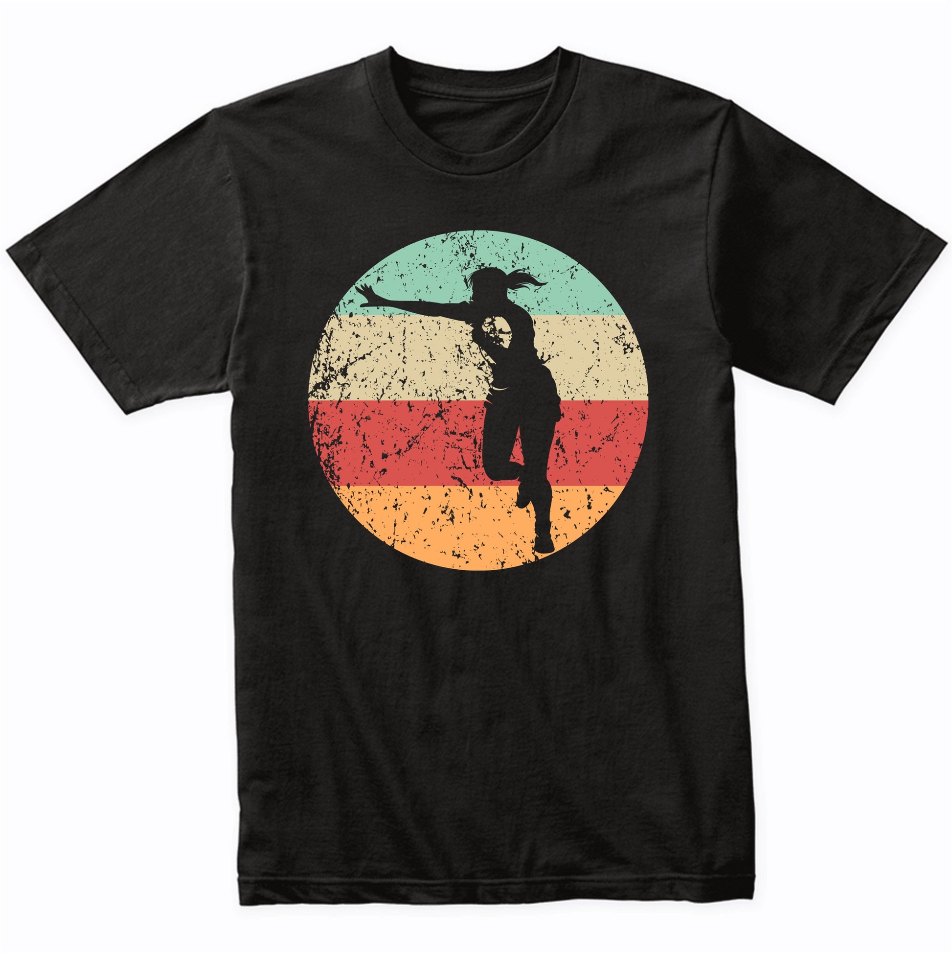 Retro Rugby Player Stiff Arm Female Athlete Girls Sports T-Shirt