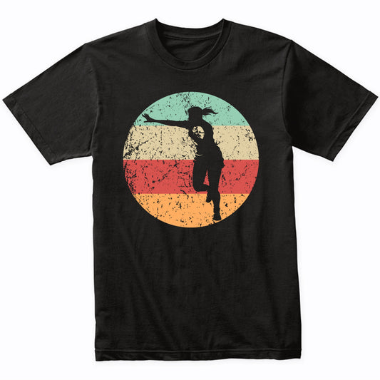 Retro Rugby Player Stiff Arm Female Athlete Girls Sports T-Shirt