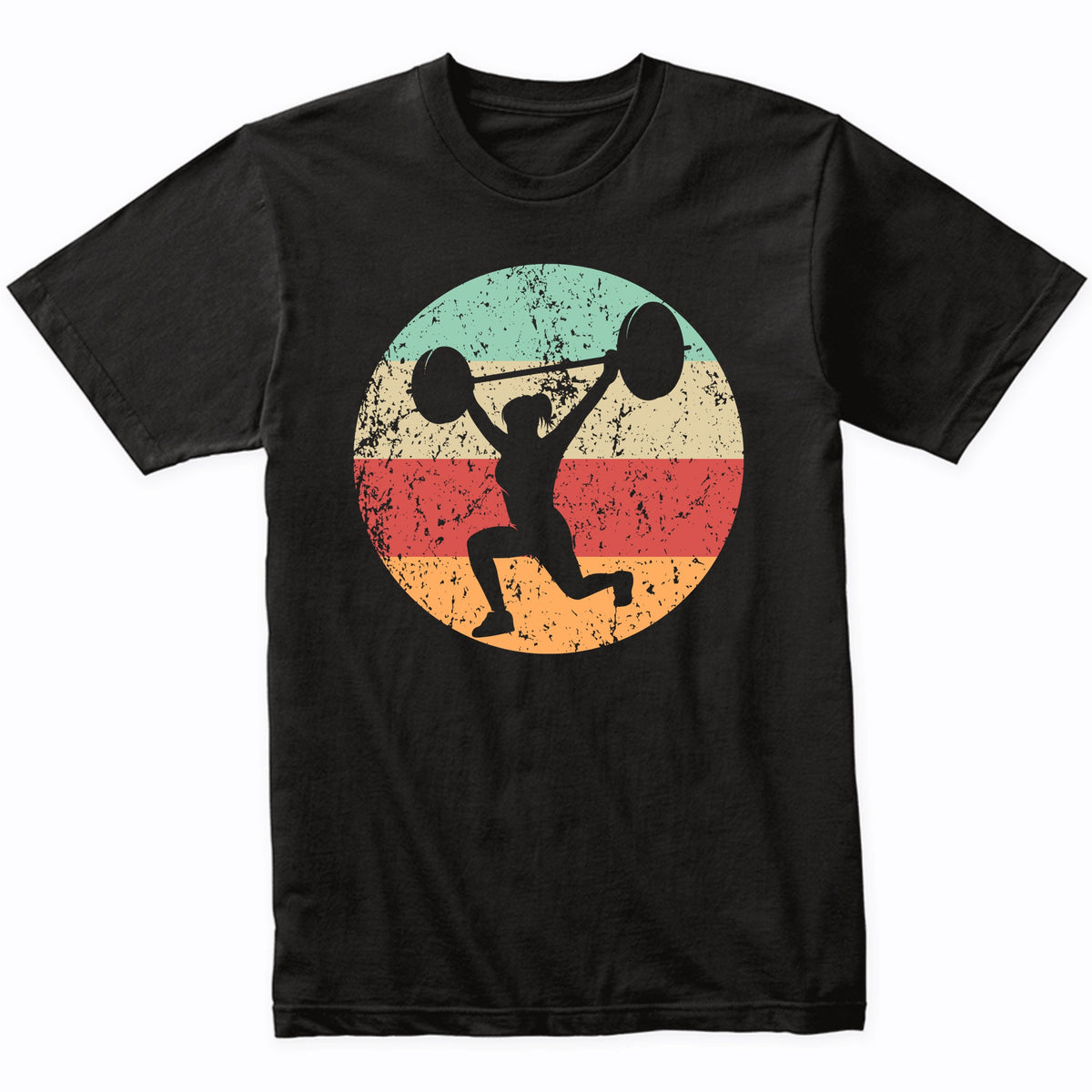 Retro Weightlifter Female Athlete Powerlifting Girls Sports T-Shirt