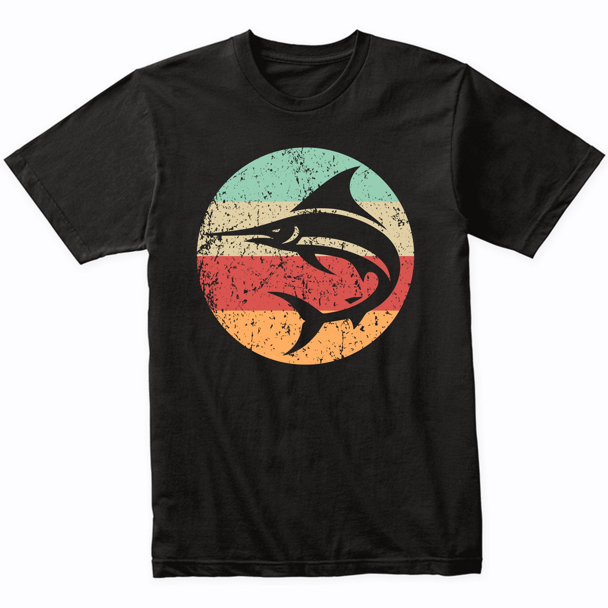Retro Marlin Swordfish Vintage Style Ocean Big Game Fishing T-Shirt