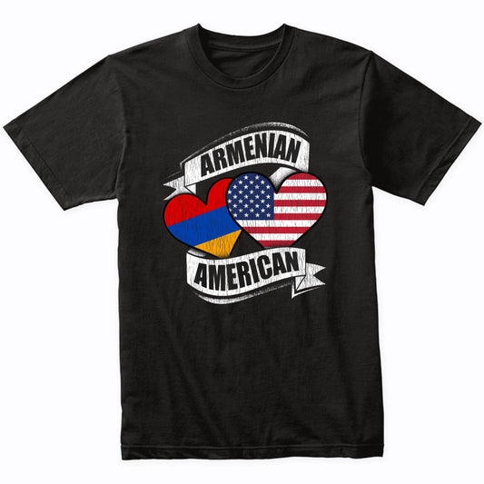 Armenian American Hearts USA Armenia Flags T-Shirt