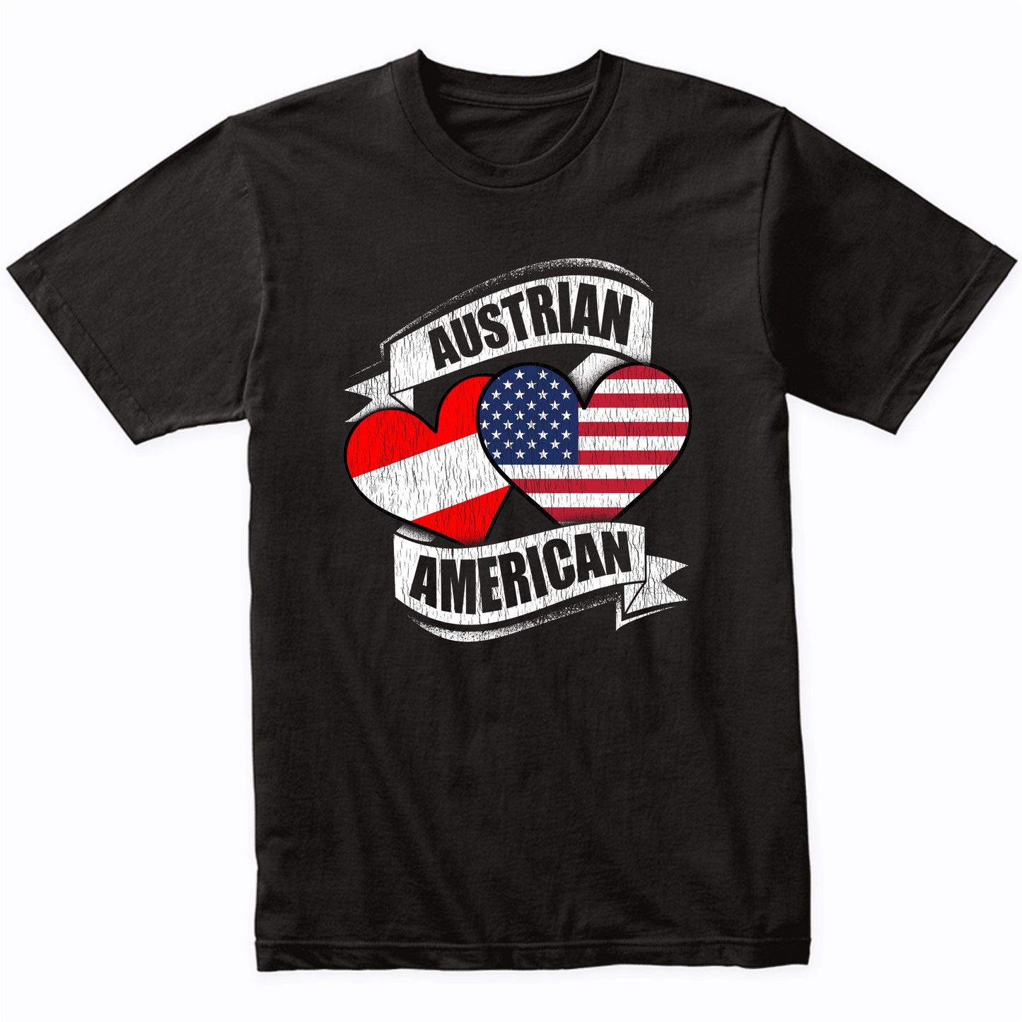 Austrian American Hearts USA Austria Flags T-Shirt