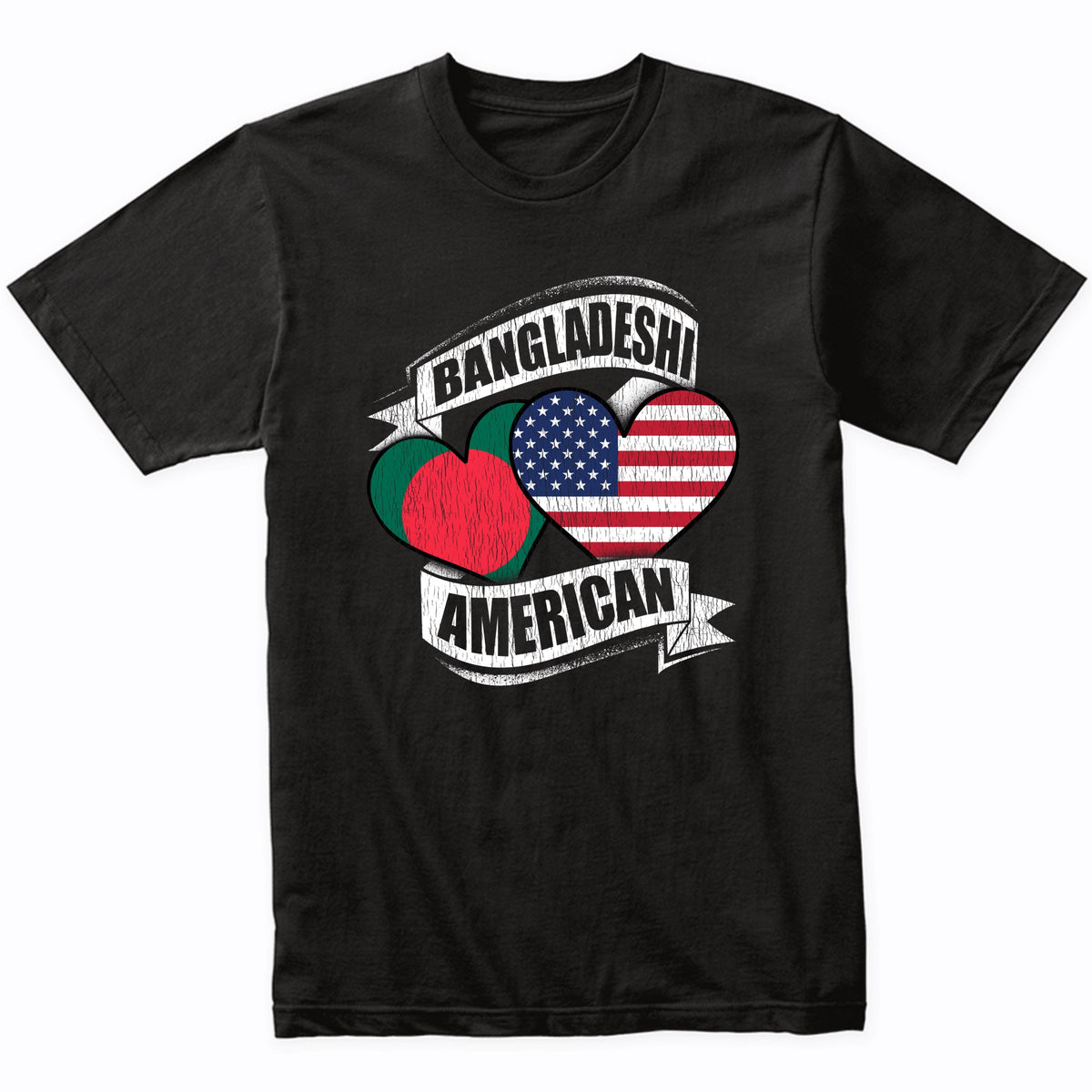 Bangladeshi American Hearts USA Bangladesh Flags T-Shirt