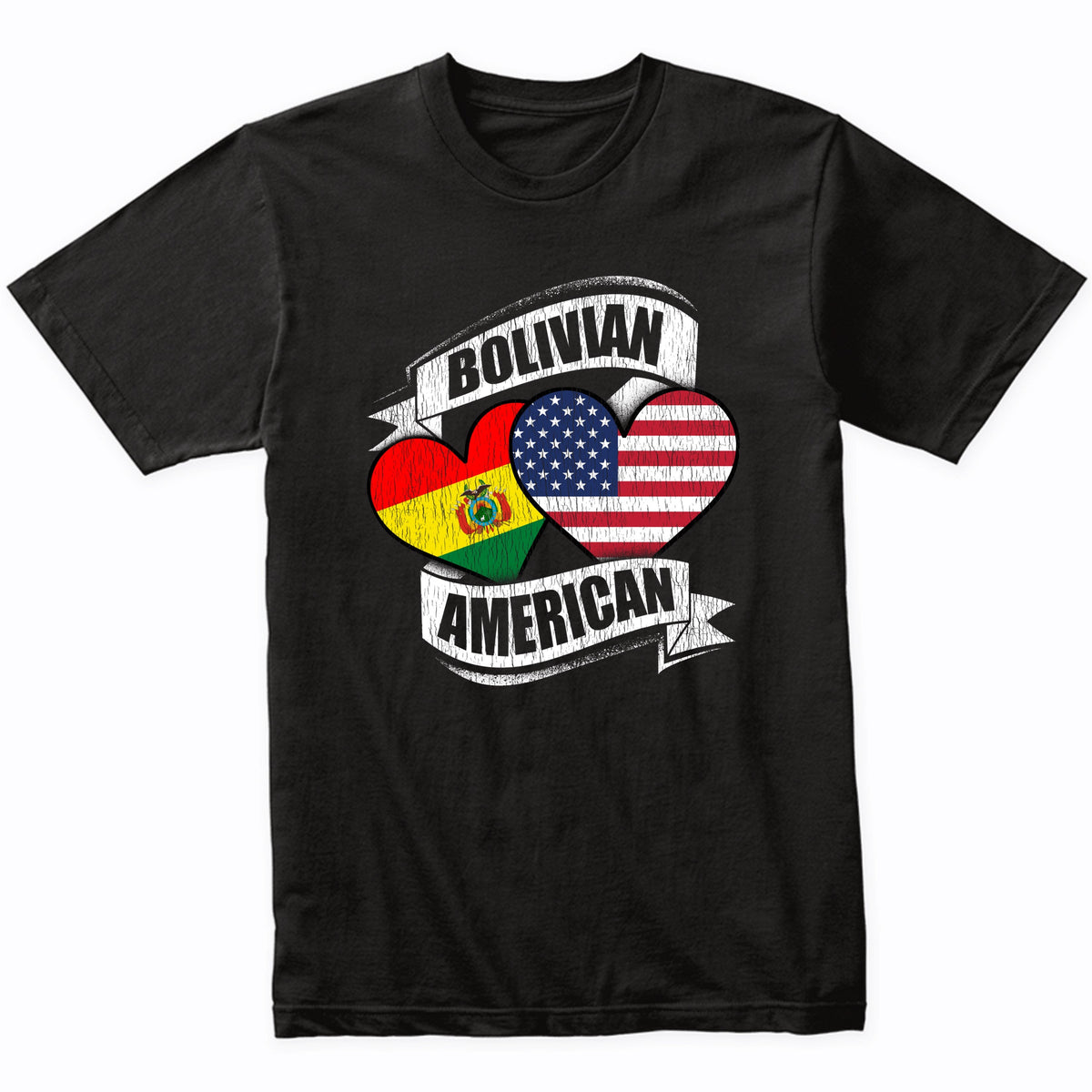 Bolivian American Hearts USA Bolivia Flags T-Shirt
