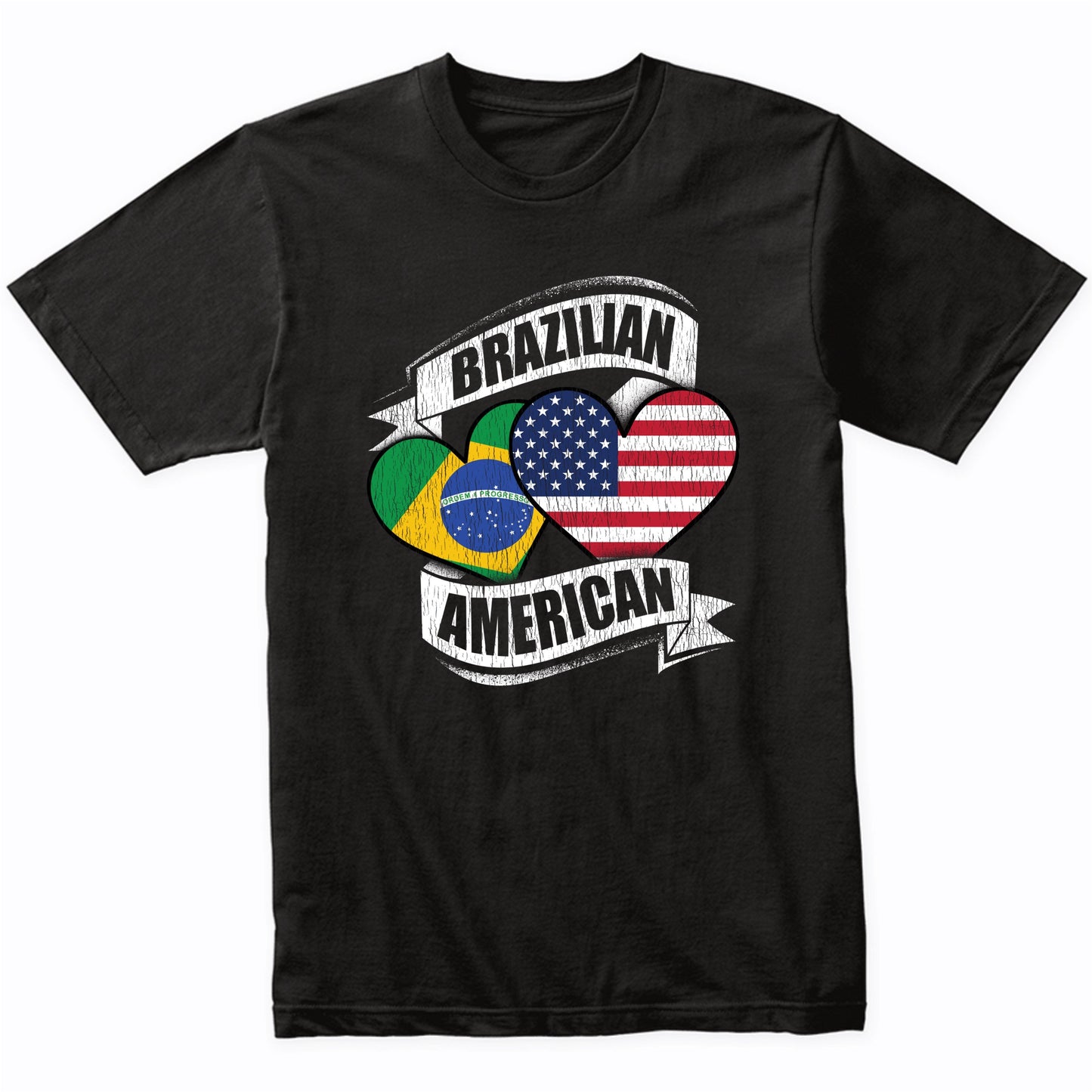 Brazilian American Hearts USA Brazil Flags T-Shirt