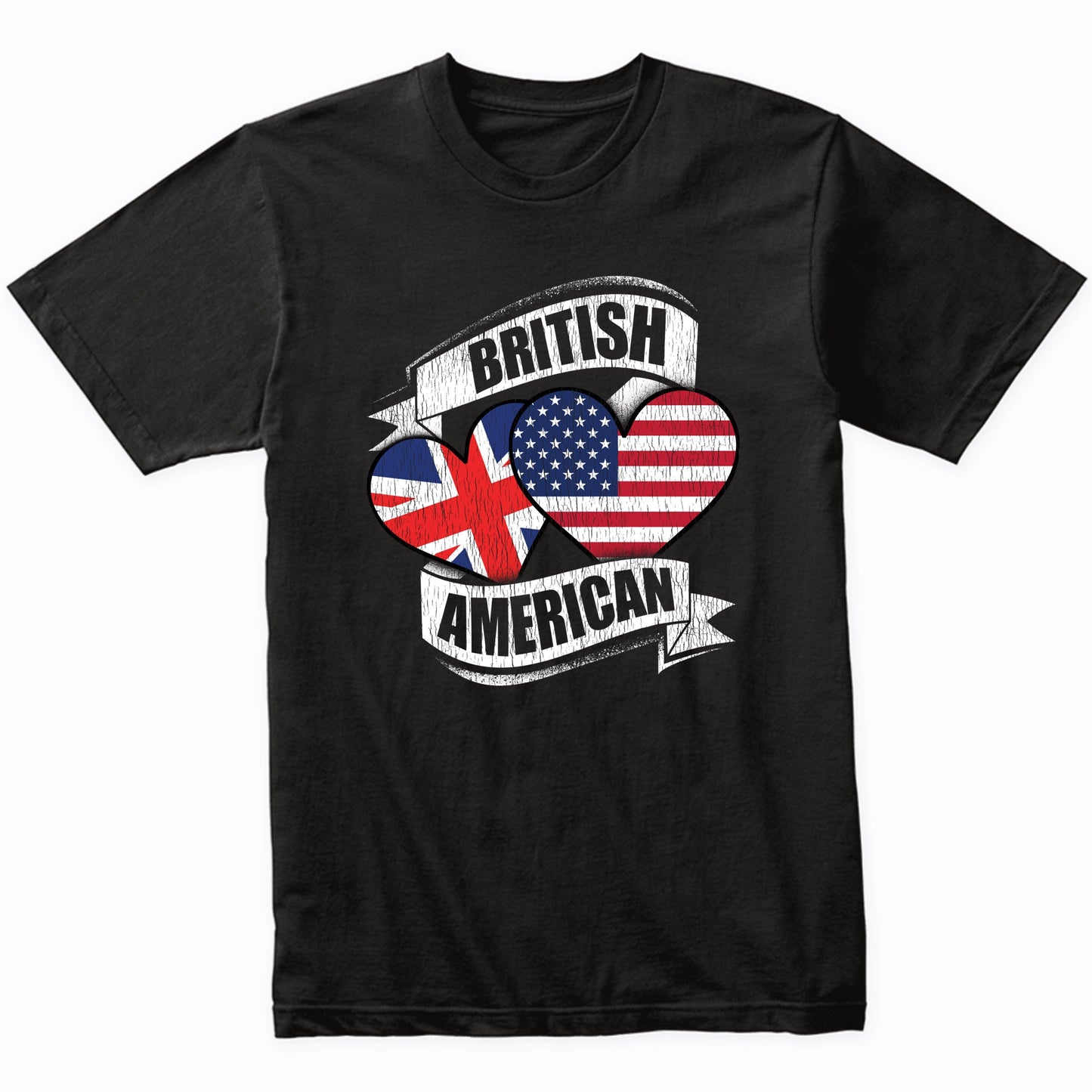 British American Hearts USA United Kingdom UK Flags T-Shirt