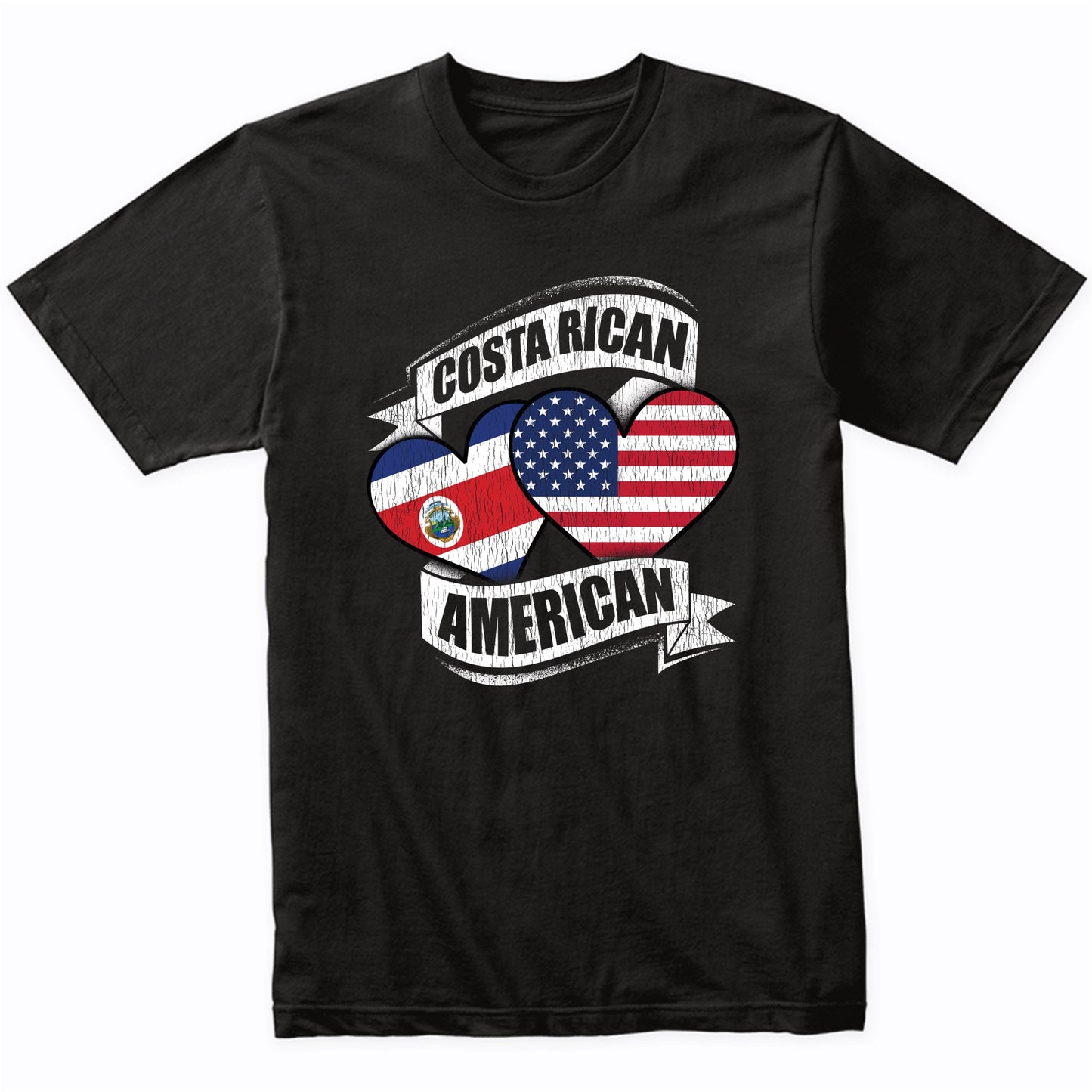 Costa Rican American Hearts USA Costa Rica Flags T-Shirt