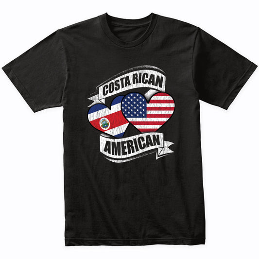 Costa Rican American Hearts USA Costa Rica Flags T-Shirt