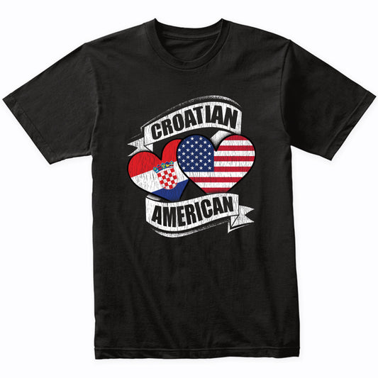 Croatian American Hearts USA Croatia Flags T-Shirt