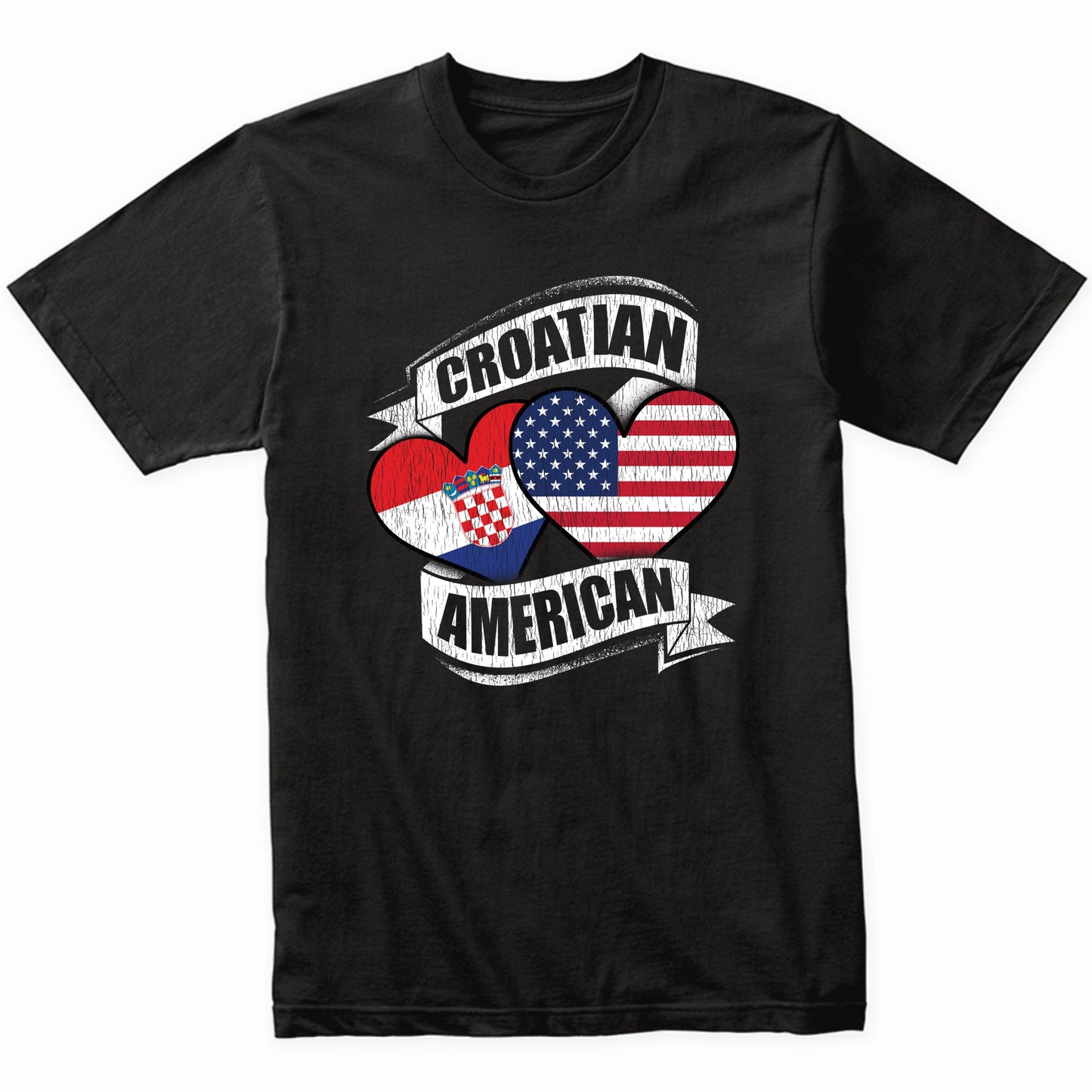 Croatian American Hearts USA Croatia Flags T-Shirt