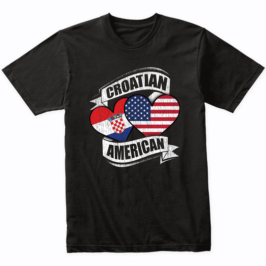 Croatian American Hearts USA Croatia Flags T-Shirt