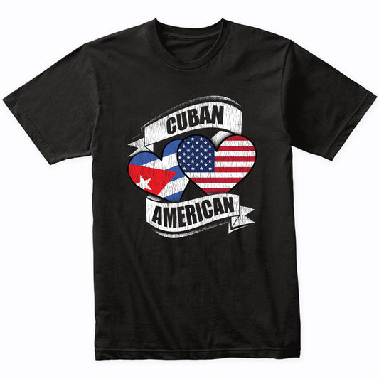 Cuban American Hearts USA Cuba Flags T-Shirt