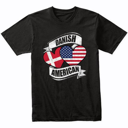 Danish American Hearts USA Denmark Flags T-Shirt