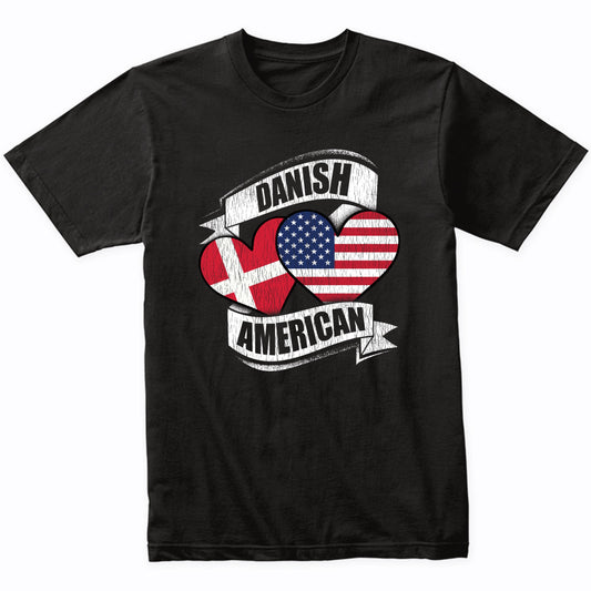 Danish American Hearts USA Denmark Flags T-Shirt
