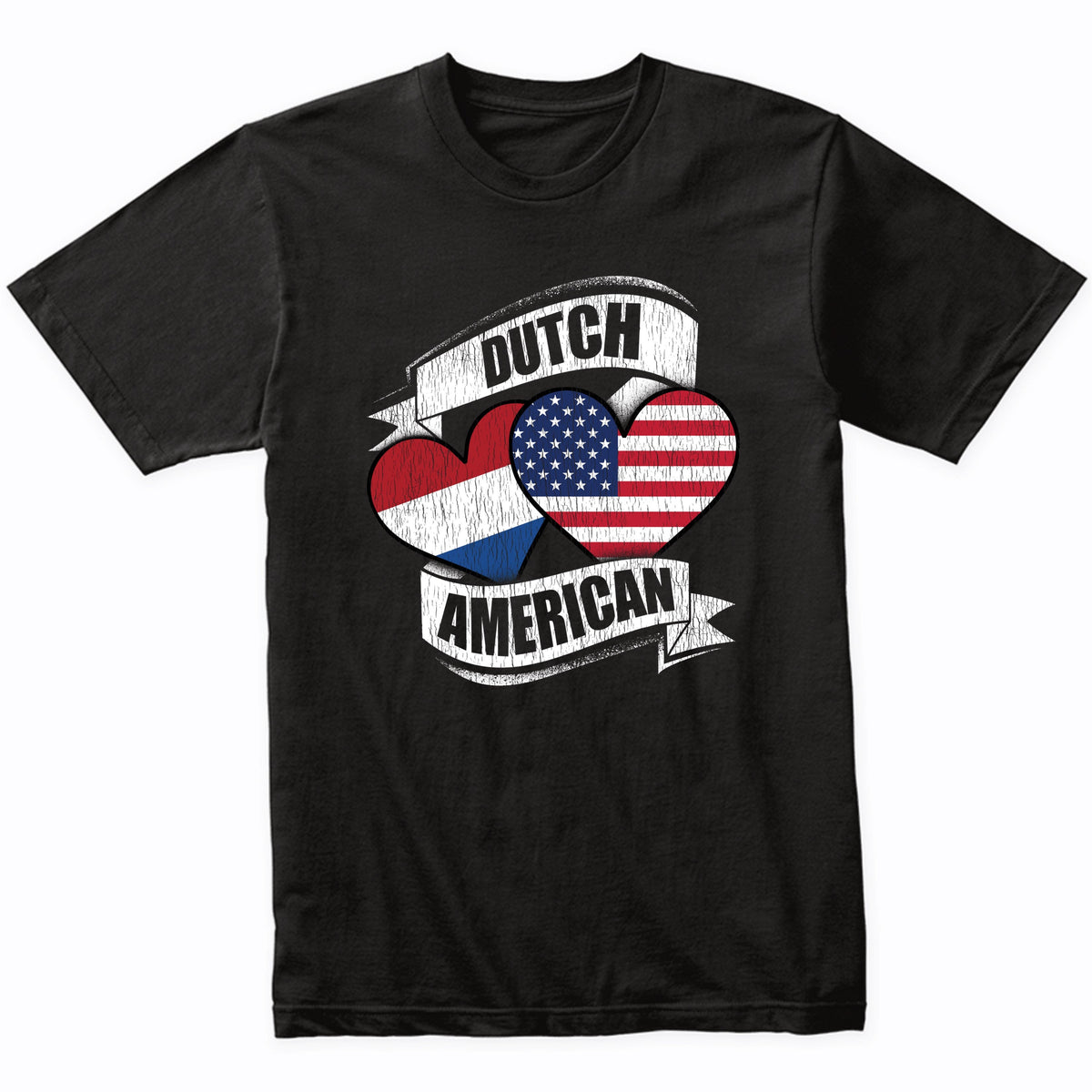 Dutch American Hearts USA Netherlands Flags T-Shirt