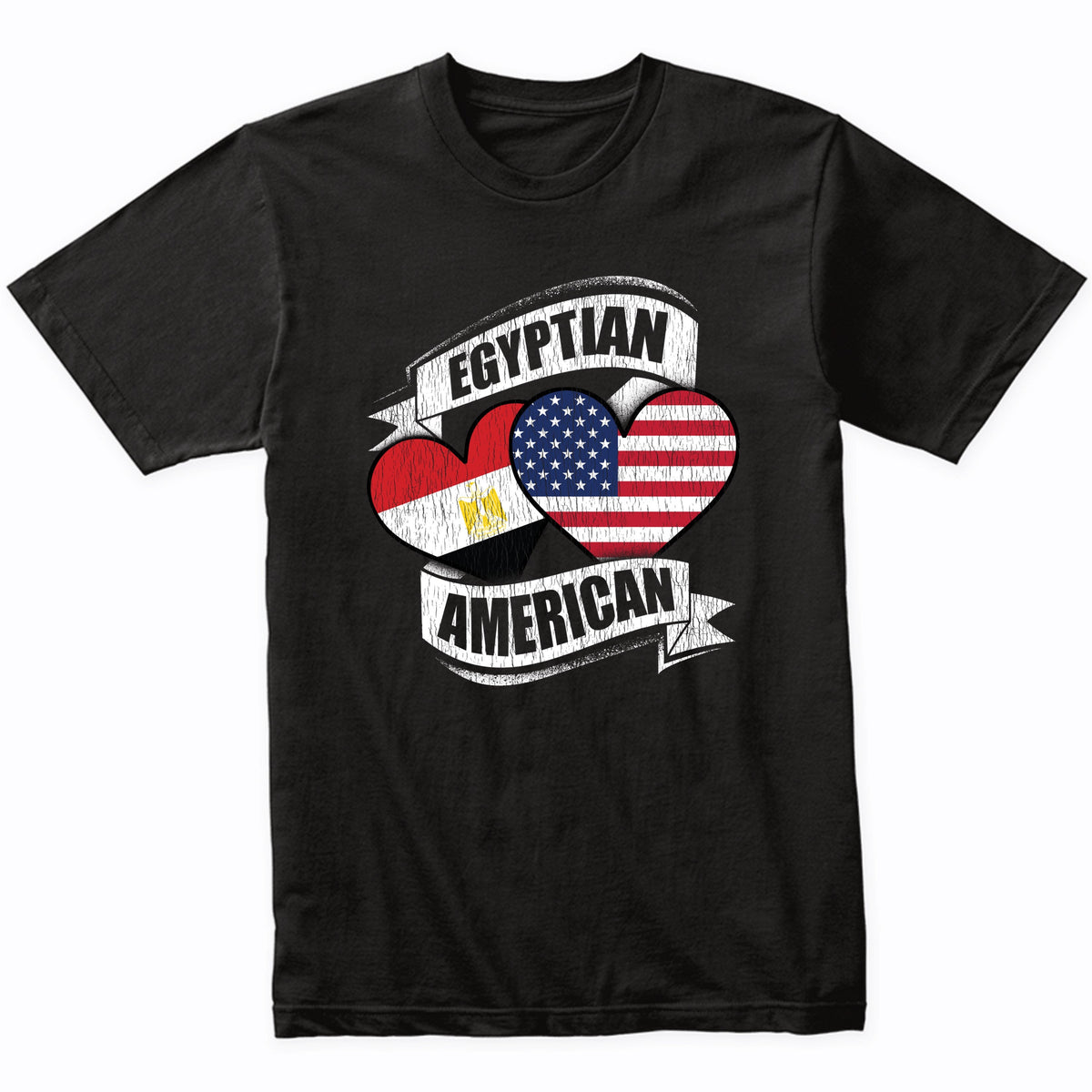 Egyptian American Hearts USA Egypt Flags T-Shirt